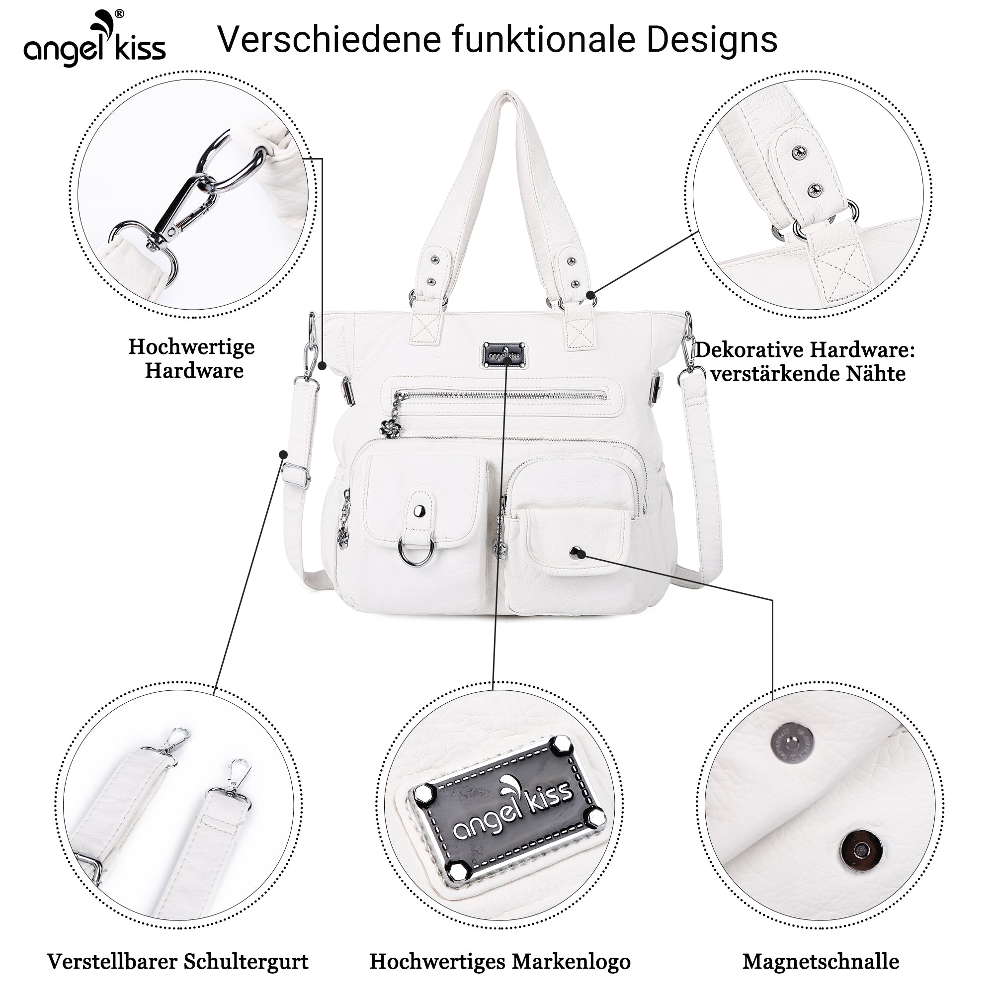 Large Muti-Pocket Women Hobo Shoulder Bag-Angelkiss Bag