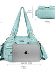 Washed Leather Multilayer separation individuality Handbag Unique Style For Women-Angelkiss Bag