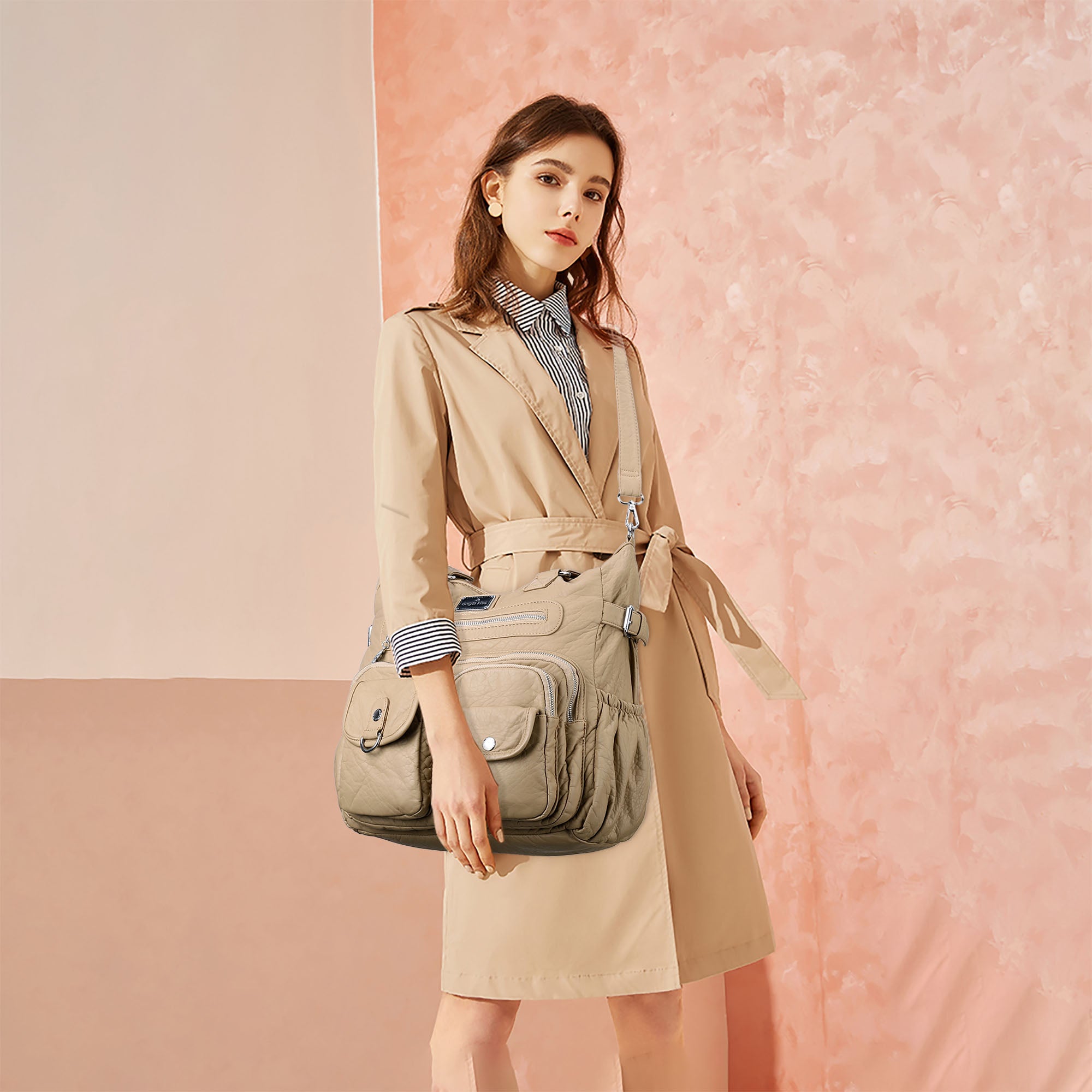 Large Muti-Pocket Women Hobo Shoulder Bag-Angelkiss Bag