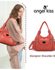 Women handbag with High Quality Washed PU Multi Purpose tote bag-Angelkiss Bag
