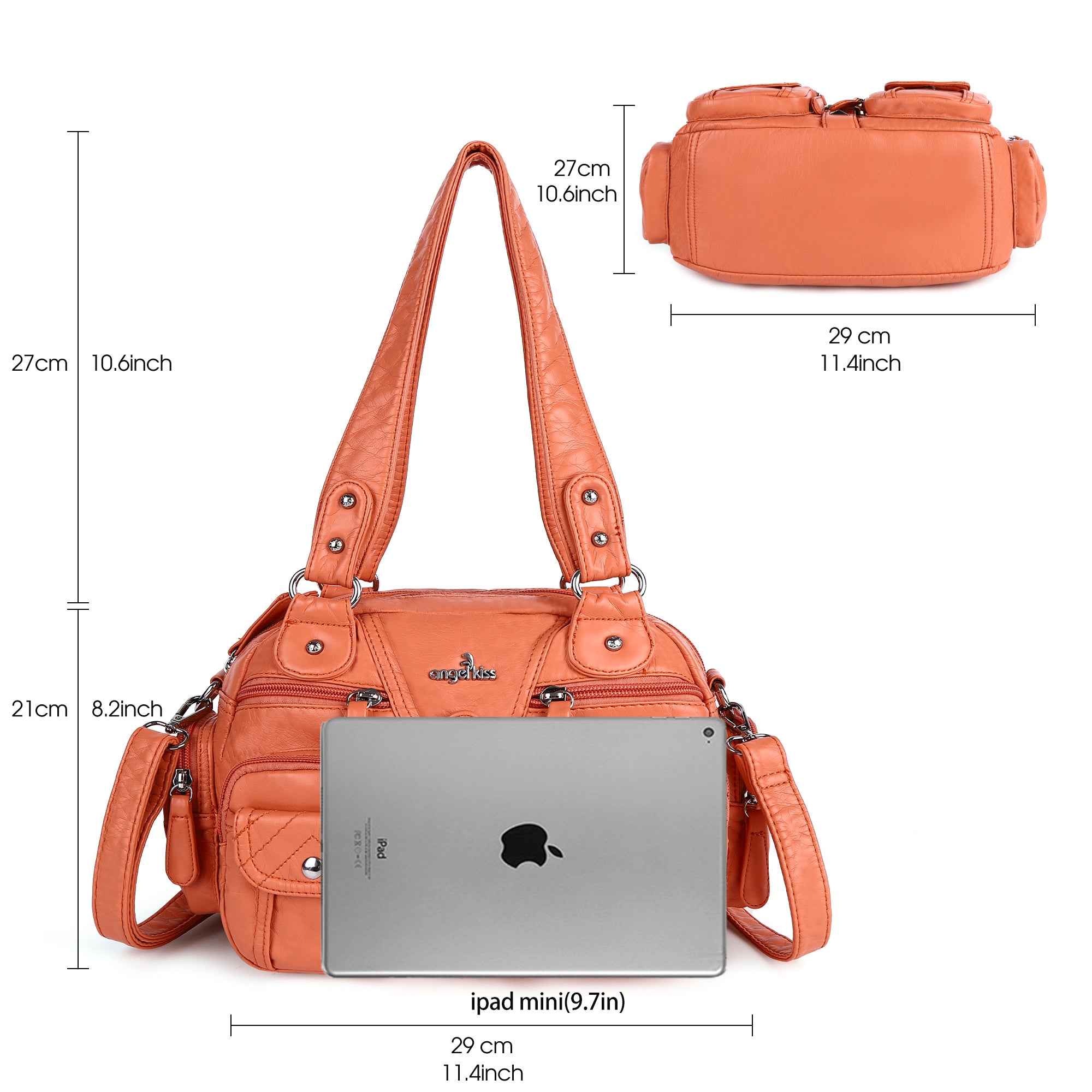 Washed Leather  Multilayer separation individuality Handbag Unique Style For Women-Angelkiss Bag