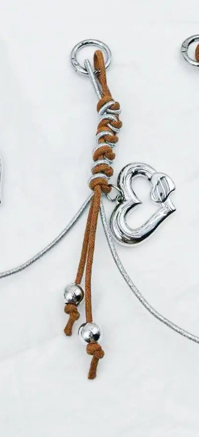 Handwoven Heart Keychain | Angelkiss Vintage Metal Pendant Bag Charm
