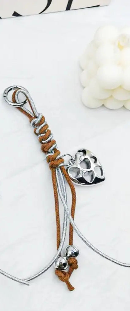 Handwoven Heart Keychain | Angelkiss Vintage Metal Pendant Bag Charm