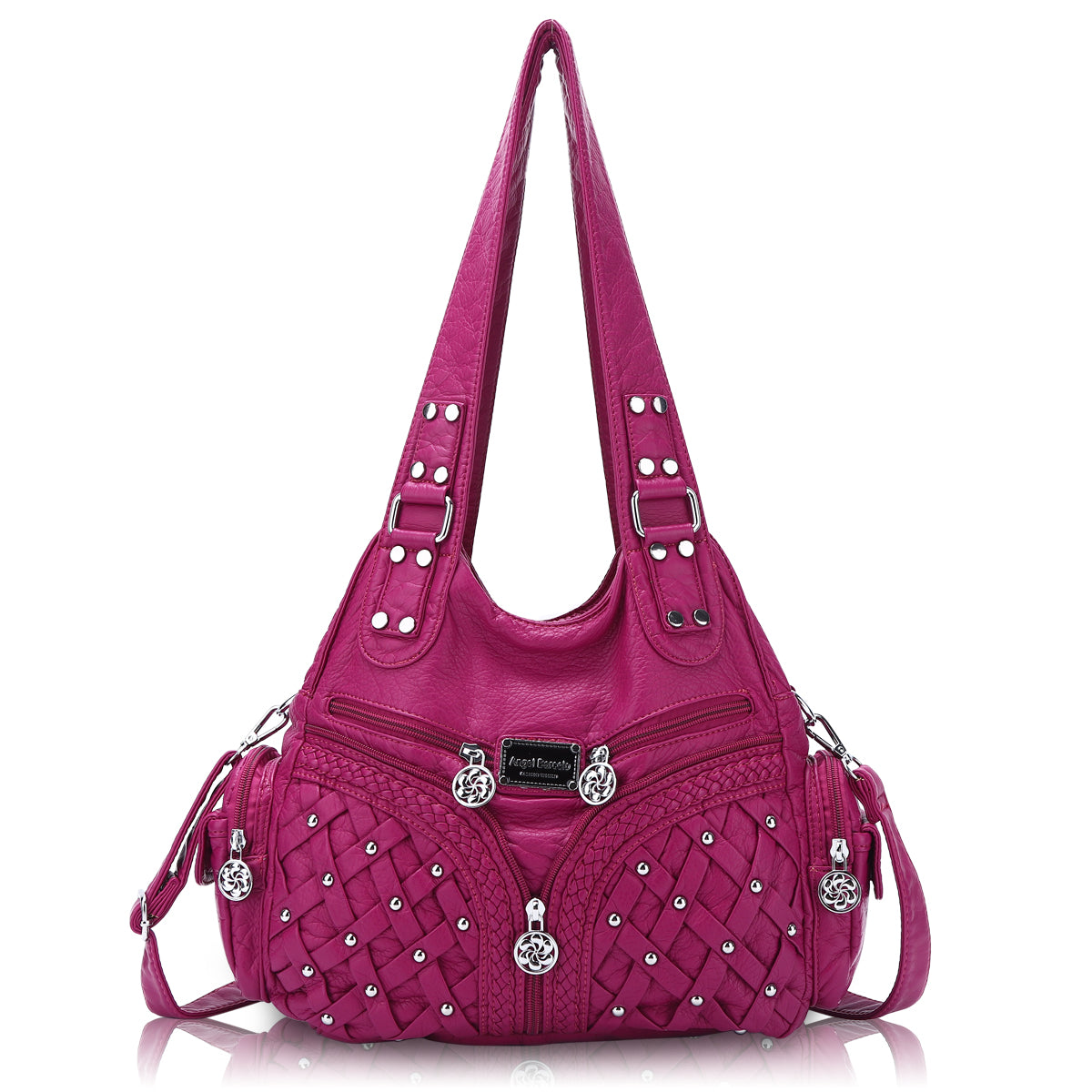 Women Large capacity hobo  Handbag Washed PU Leather-Angelkiss Bag