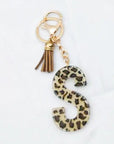 Leopard Print Letter "S" Keychain Charm|Tassel Accent|Trendy Bag Accessory