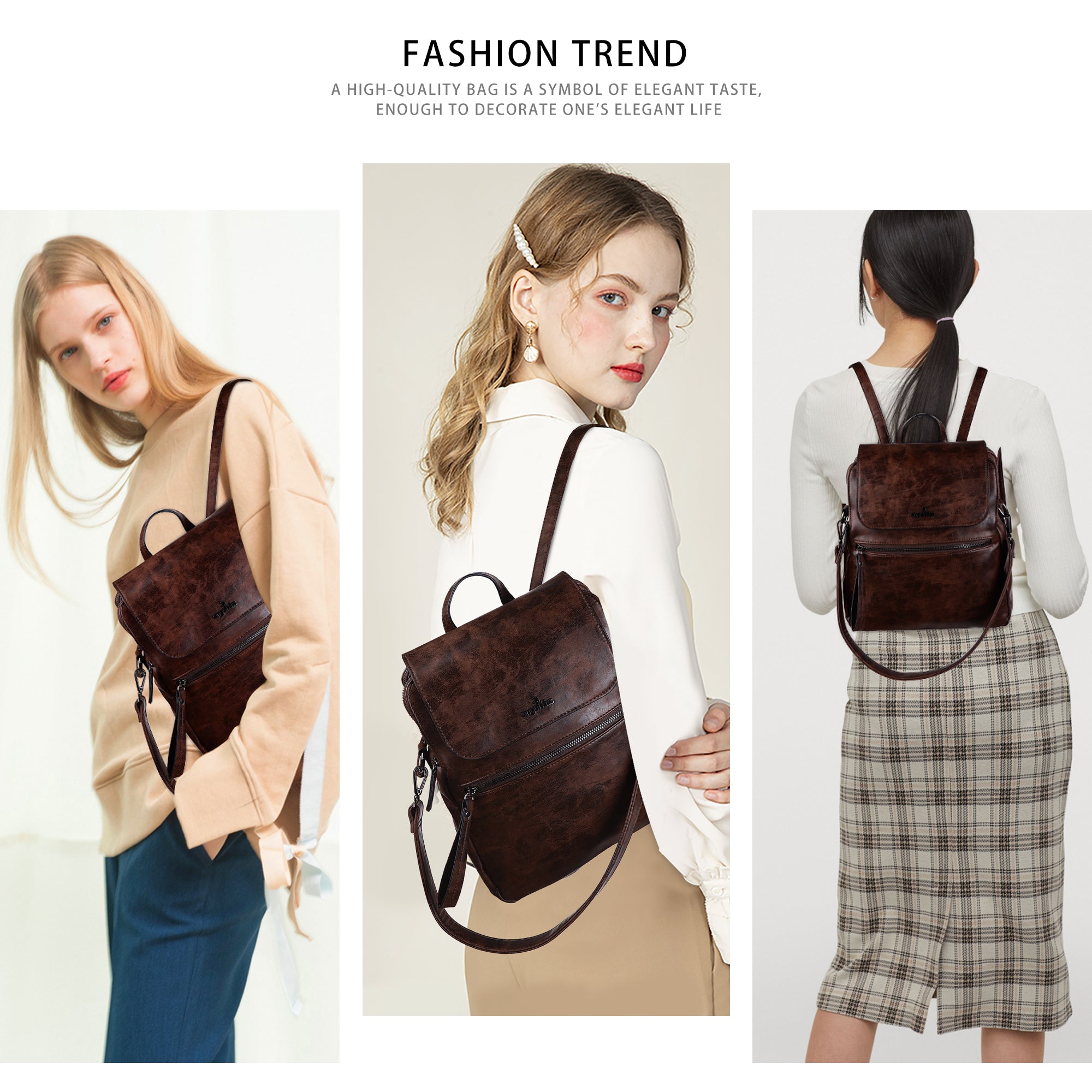 pu leather detachable shoulder strap backpack/crossbody bag-Angelkiss Bag