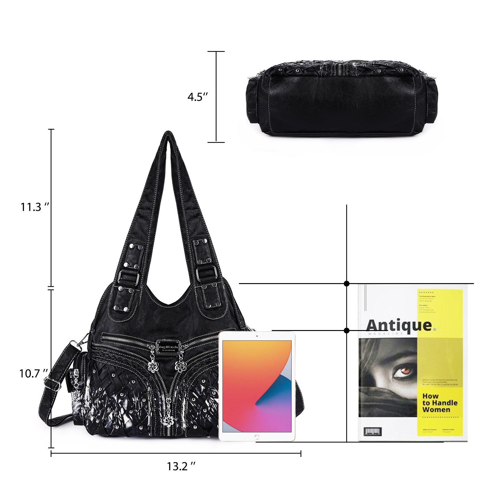Women wash water PU leather multi-functional tie dye hardware accessories handmade hobo bag-Angelkiss Bag