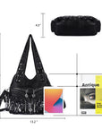 Women wash water PU leather multi-functional tie dye hardware accessories handmade hobo bag-Angelkiss Bag