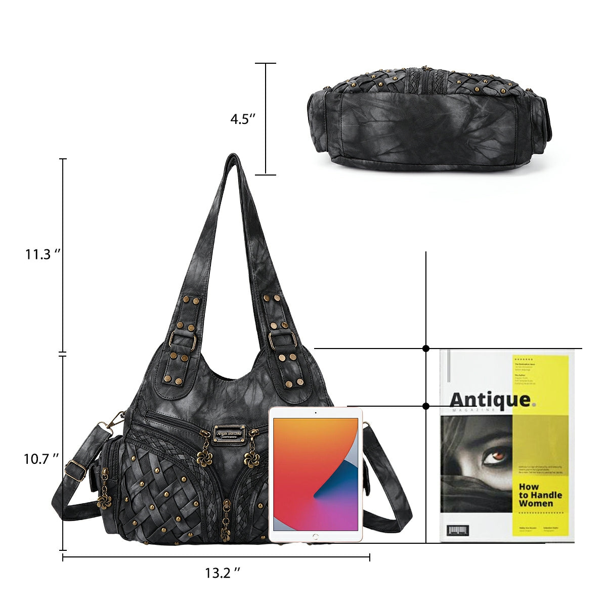 Women shoulder Handbag of High Quality Washed PU Leather-Angelkiss Bag