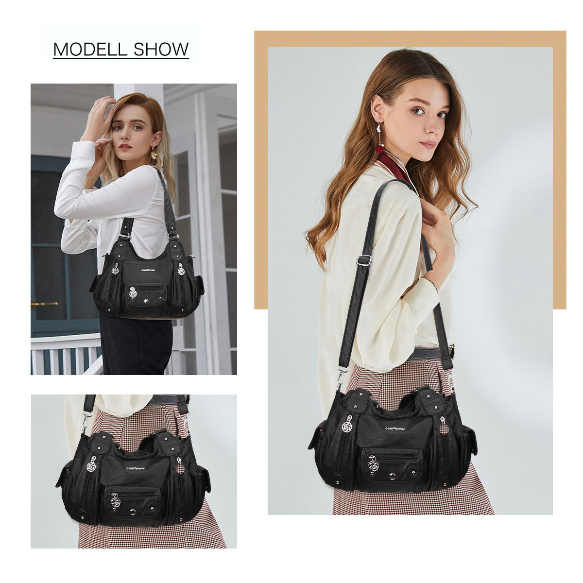 Women Shoulder Bag Handbag of Washed PU Leather-Angelkiss Bag
