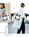 Plaid vintage wash PU leather women's shoulder bag tote bag-Angelkiss Bag