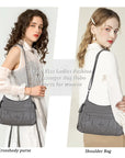 Classic Multi-Pocket Vegan Leather Shoulder Bag – Stylish & Functional