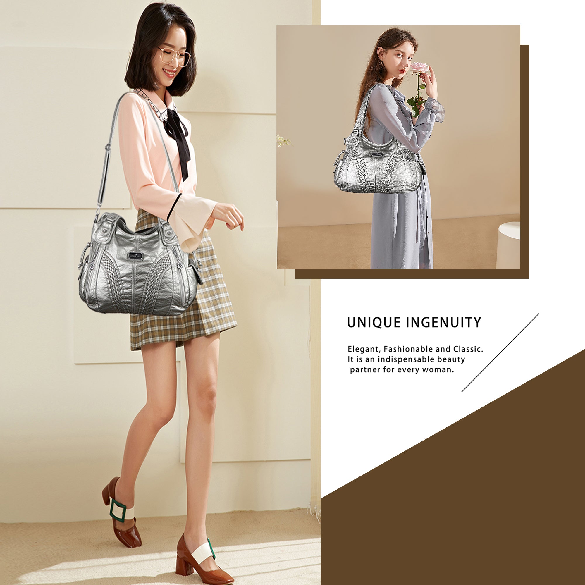 washed Large capacity Daily women Waterproof unique hobo handbag-Angelkiss Bag