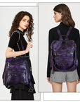 Wash water pu leather plaid document hobo backpacks