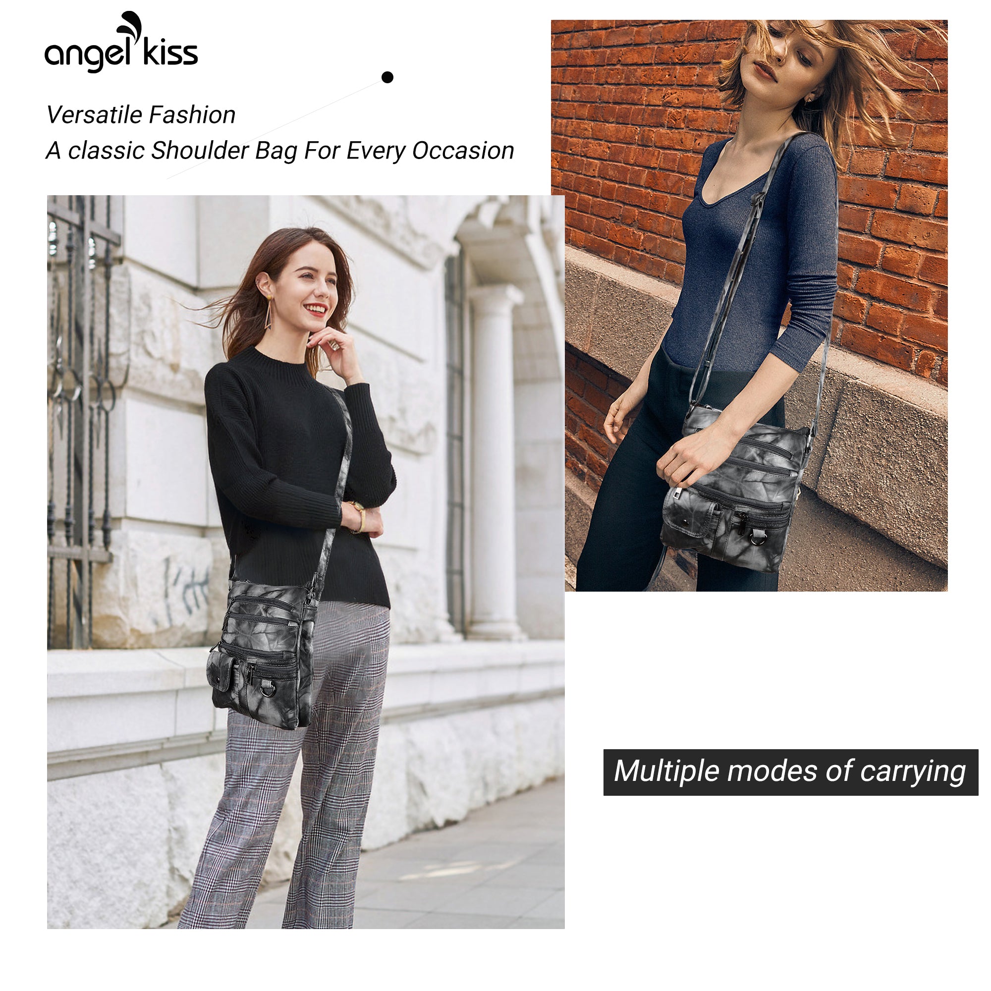 Women's tie-dye vintage pu leather crossbody bag-Angelkiss Bag