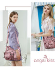 Washed Leather Hobobags Women Shoulder Bags-Angelkiss Bag