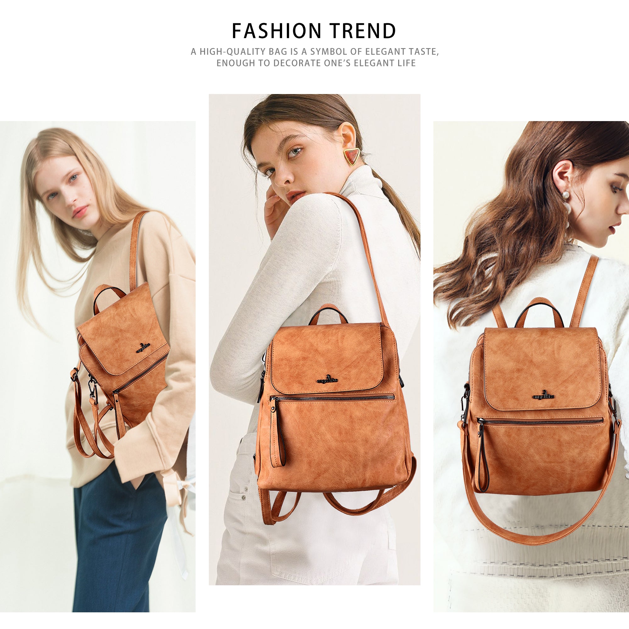 Women Backpack with a detachable shoulder strap-Angelkiss Bag