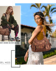 PU leather women's shoulder bag with tie-dye wash water-Angelkiss Bag
