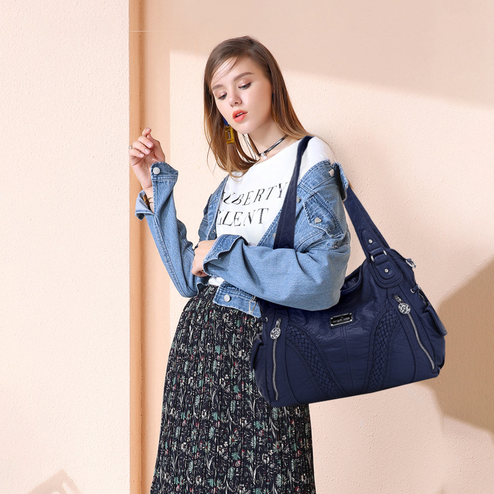 washed Large capacity Daily women Waterproof unique hobo handbag-Angelkiss Bag