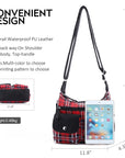 Women's plaid water wash pu leather crossbody bag-Angelkiss Bag