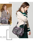 Plaid vintage wash PU leather women's shoulder bag tote bag-Angelkiss Bag