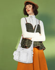 Women's water wash pu leather crossbody bag-Angelkiss Bag