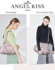 Women's waterproof solid color vintage Hobo shoulder bag and tote-Angelkiss Bag