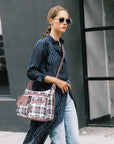 Women's plaid water wash pu leather crossbody bag-Angelkiss Bag