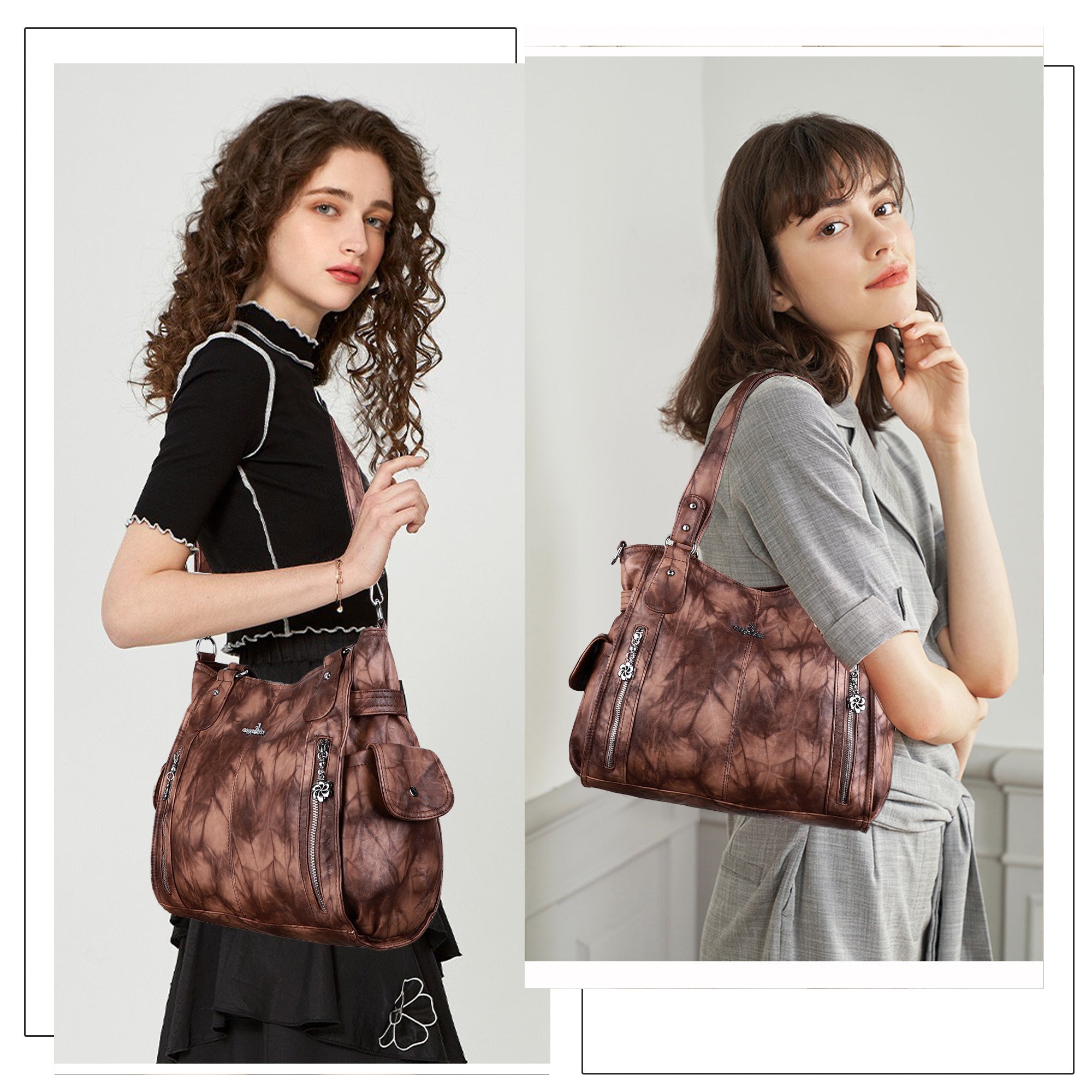Large Tie-Dye Shoulder Bag with Multi-Pocket Storage – Angel Kiss