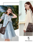 Solid color wash water pu leather adjustable shoulder strap daily shoulder bag-Angelkiss Bag