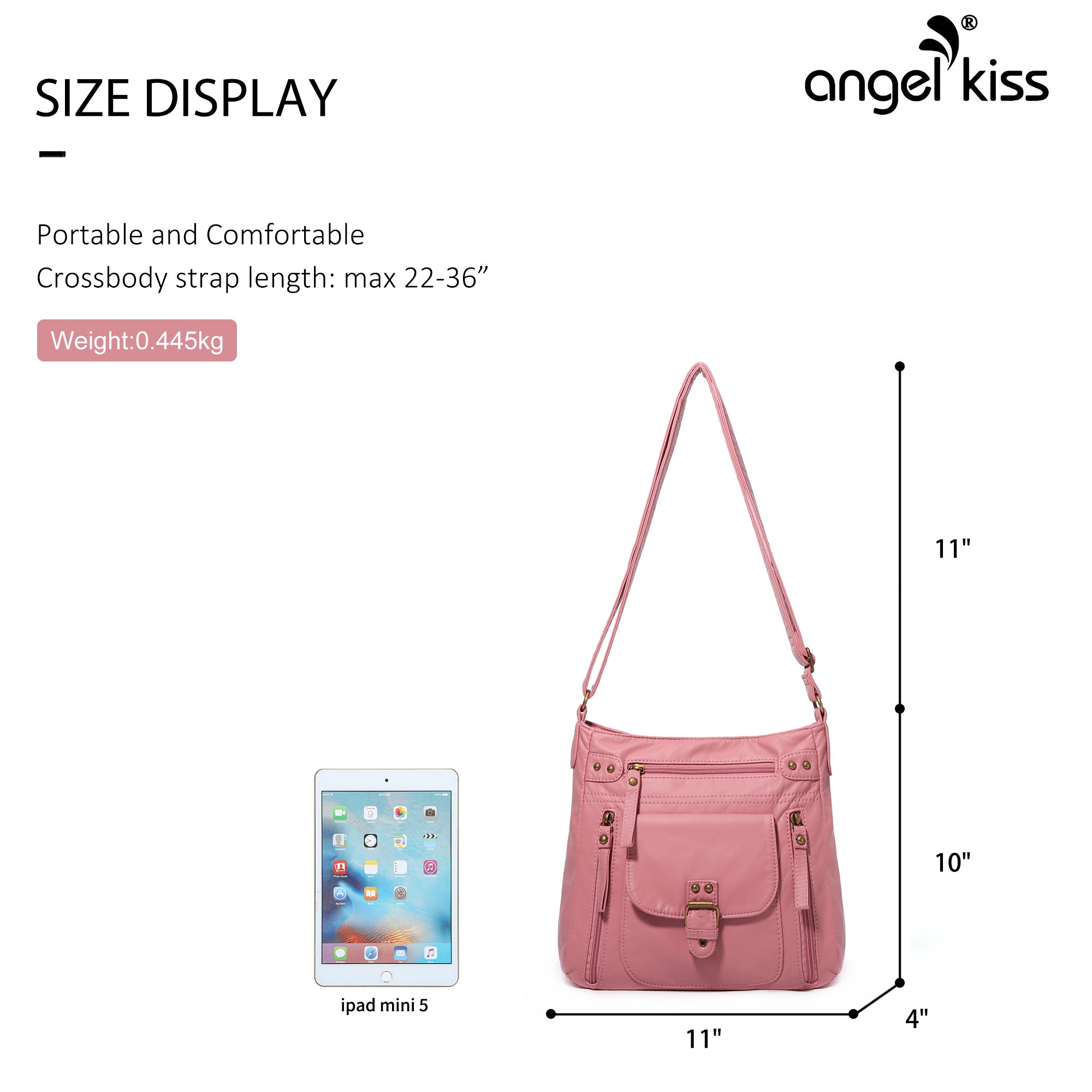 Solid color wash water pu leather adjustable shoulder strap daily shoulder bag-Angelkiss Bag
