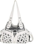 Women wash water PU leather multi-functional tie dye hardware accessories handmade hobo bag