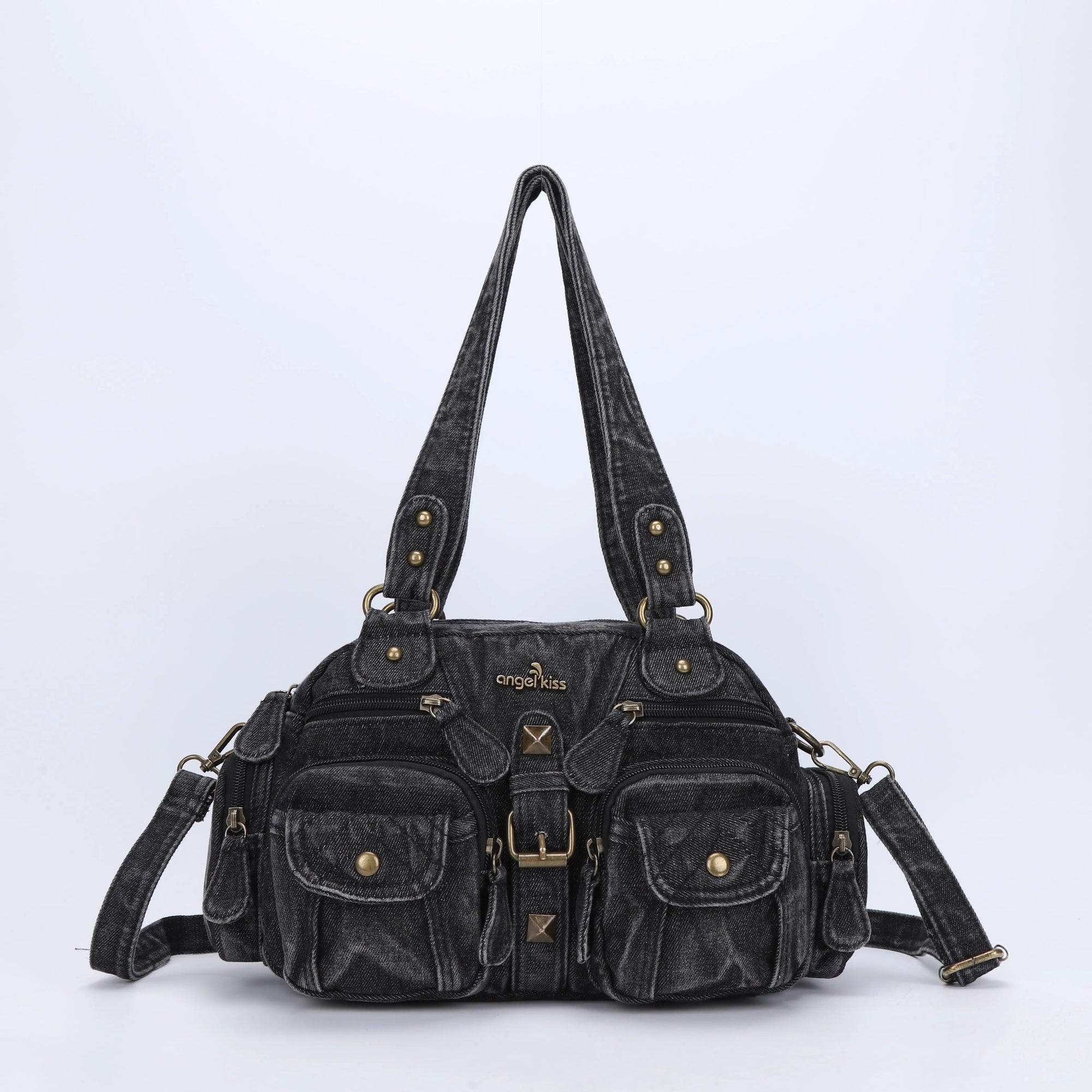 Bolso de mano de piel lavada con diseño denim, estilo único para mujer, bandolera.