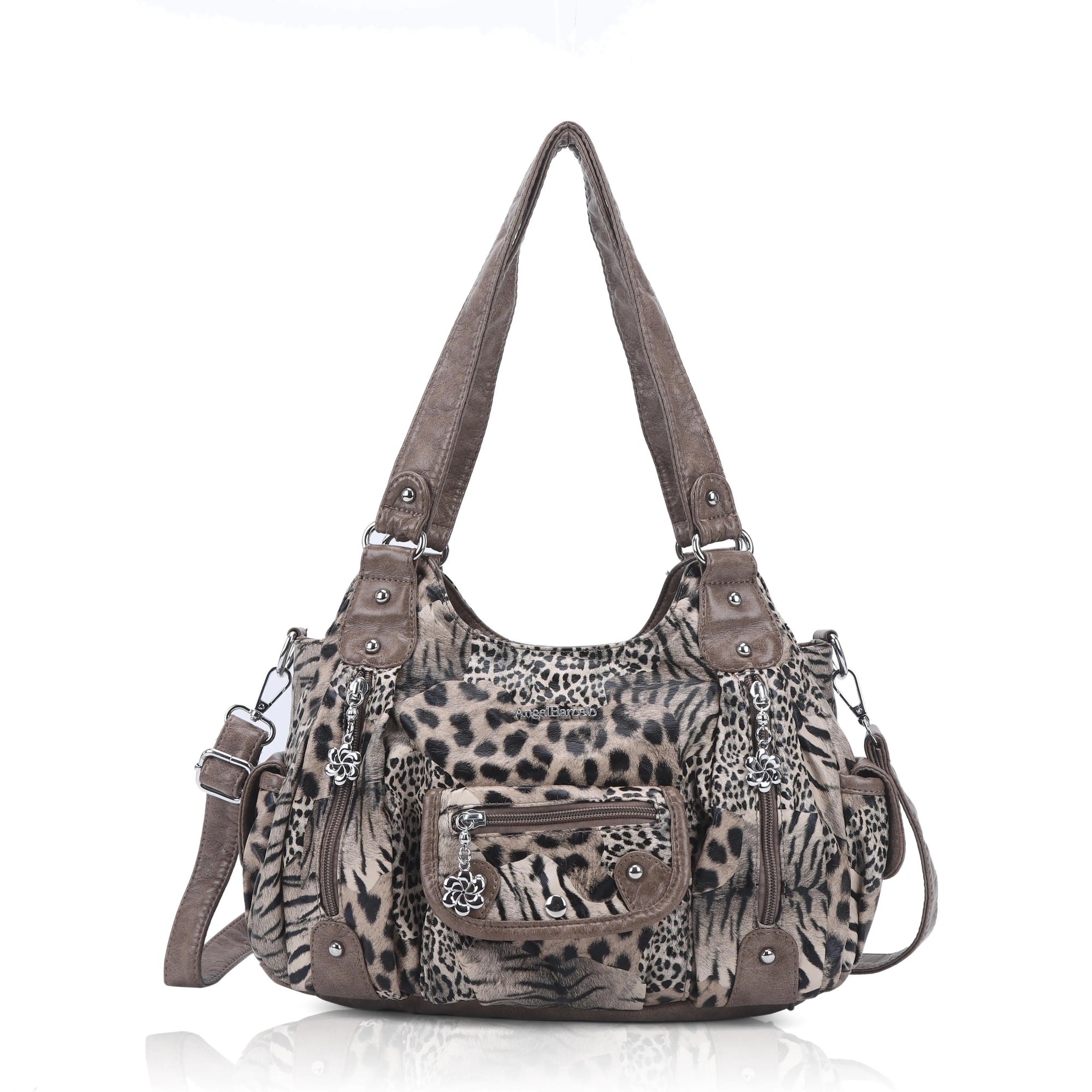 Vintage do old wash PU leather women's shoulder bag tote bag