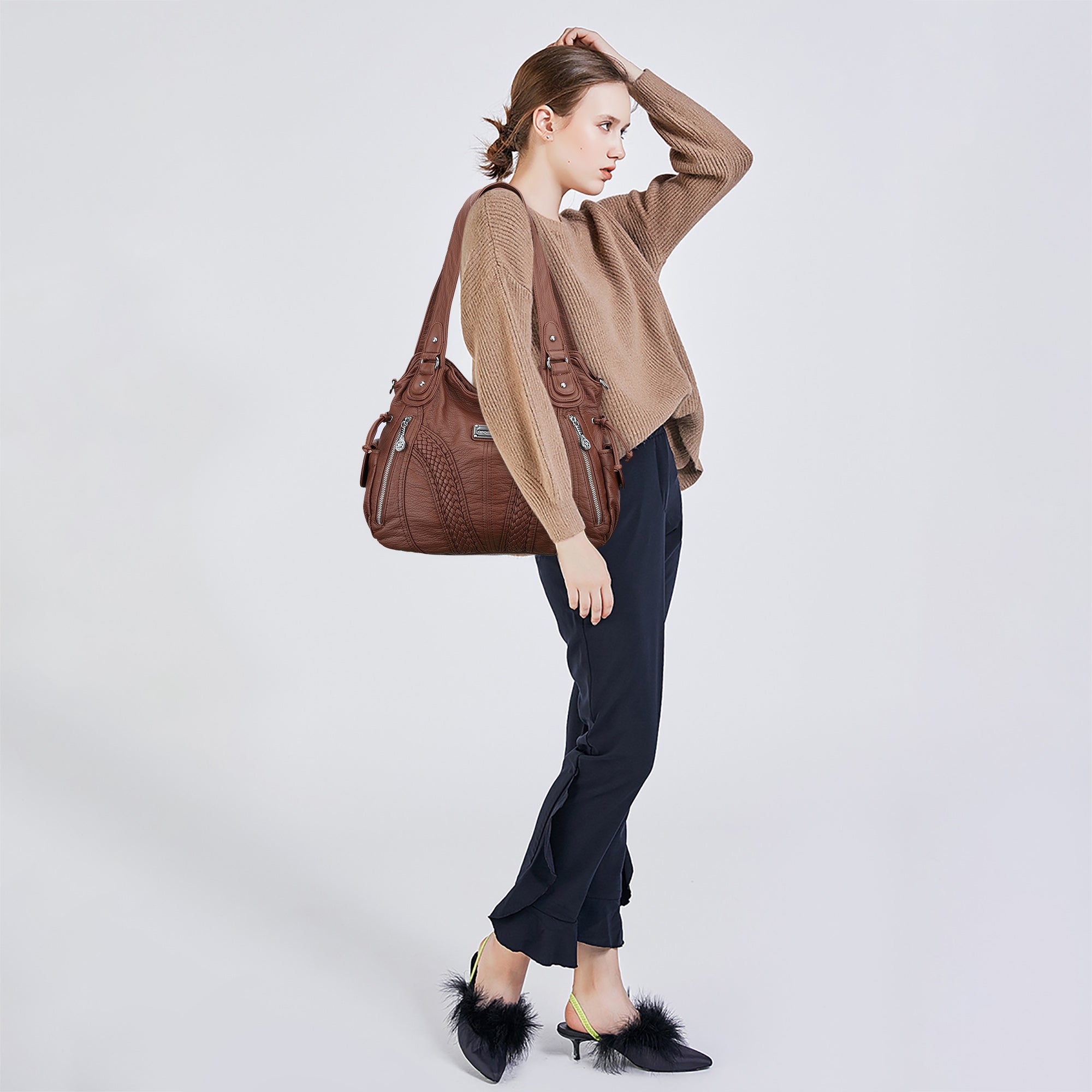 washed Large capacity Daily women Waterproof unique hobo handbag-Angelkiss Bag