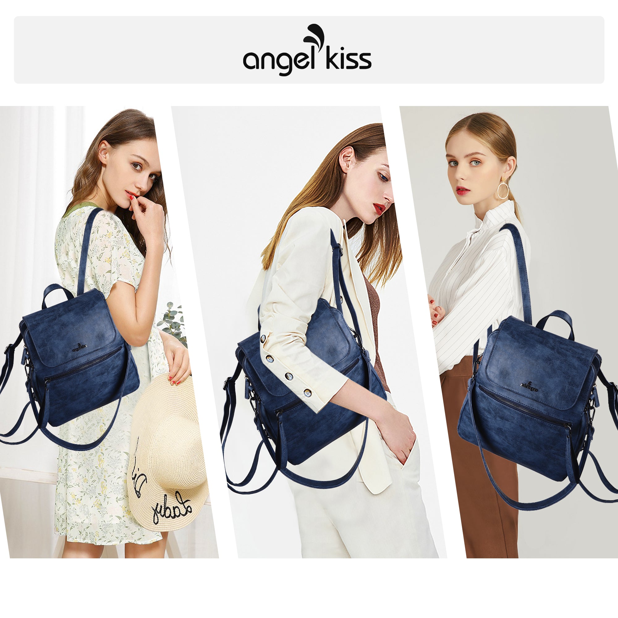 pu leather detachable shoulder strap backpack/crossbody bag-Angelkiss Bag