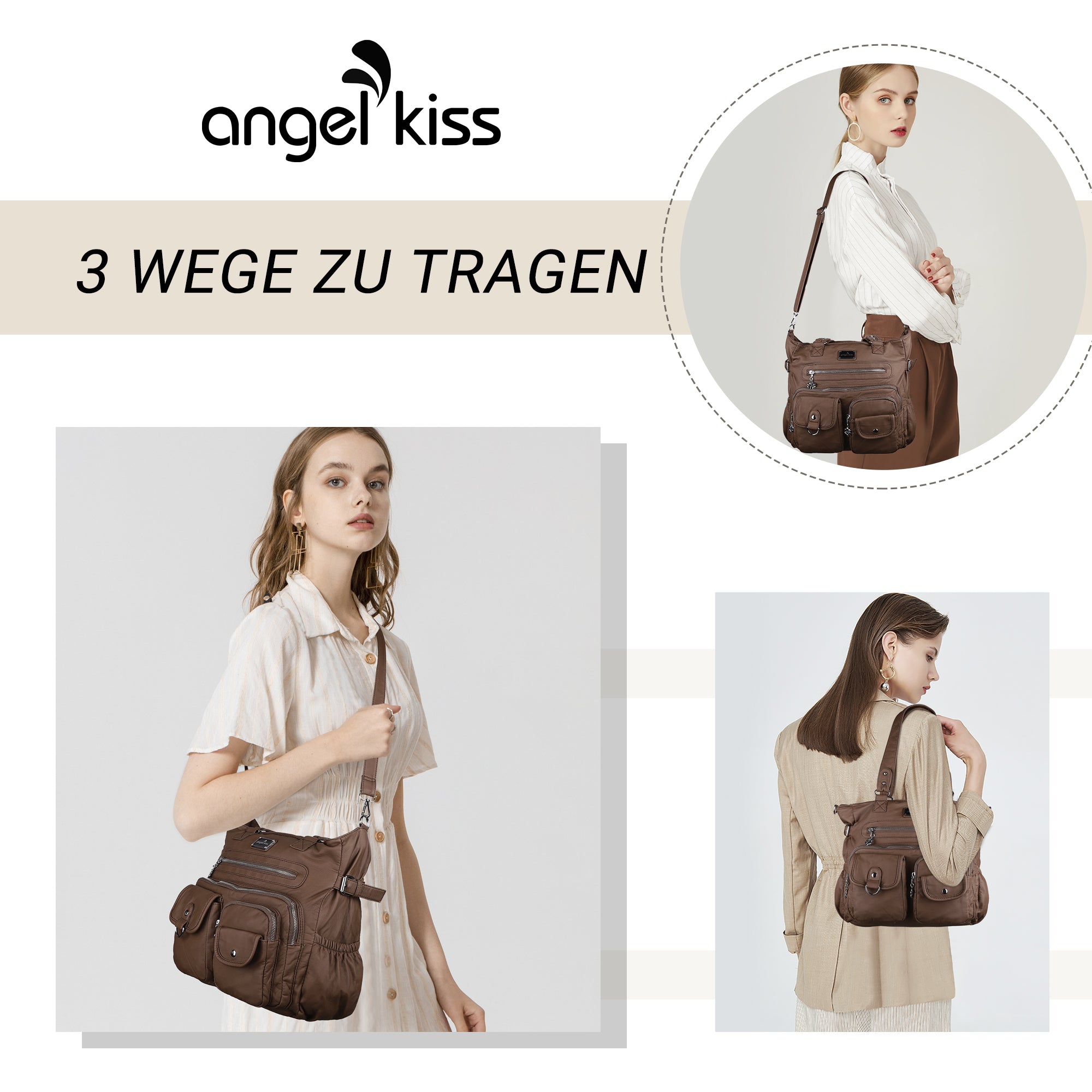 Large Muti-Pocket Women Hobo Shoulder Bag-Angelkiss Bag