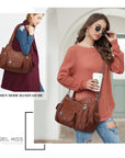 Women Shoulder Bag Handbag of Washed PU Leather-Angelkiss Bag