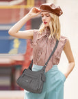 Classic Multi-Pocket Vegan Leather Shoulder Bag – Stylish & Functional