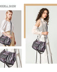 Plaid vintage wash PU leather women's shoulder bag tote bag-Angelkiss Bag