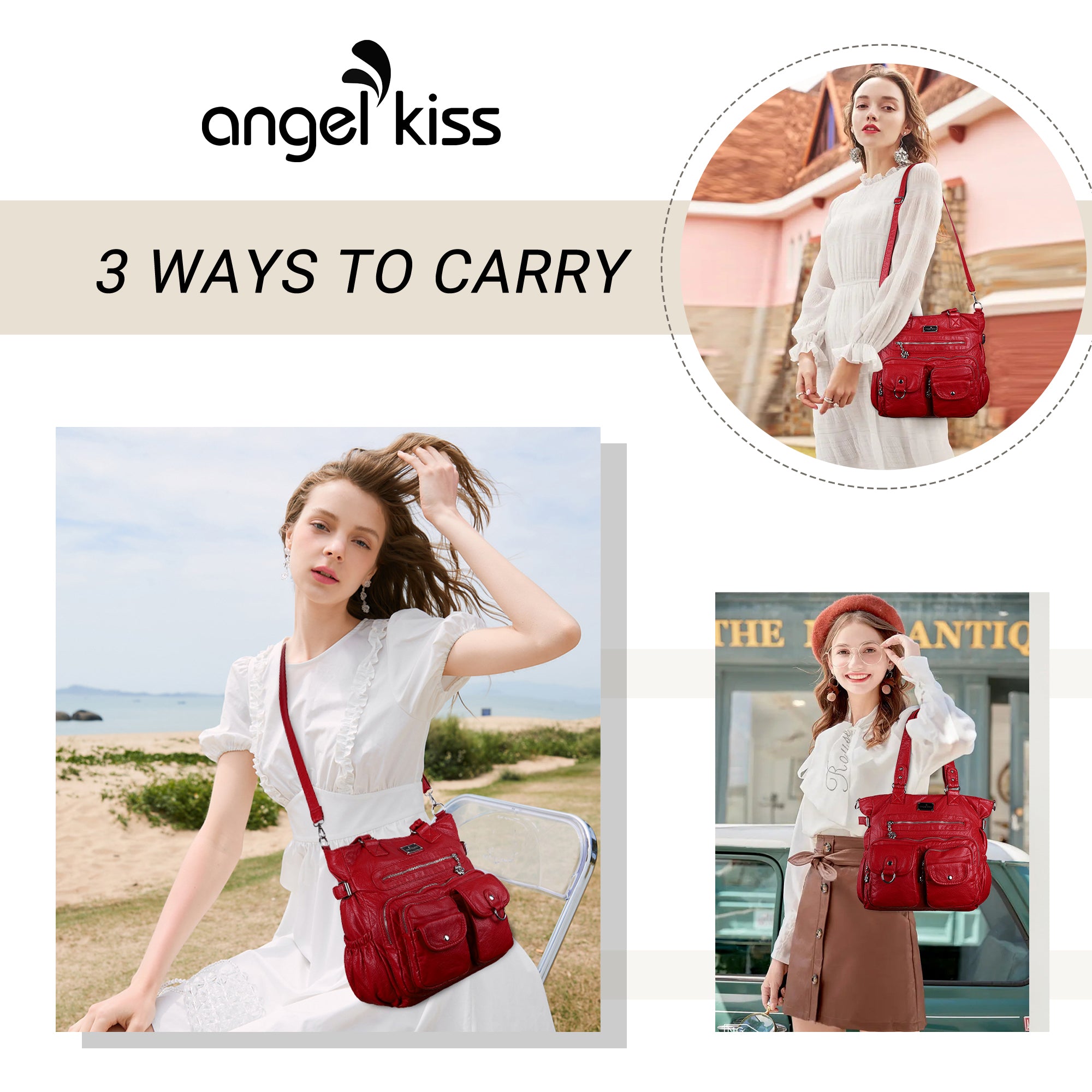 Large Muti-Pocket Women Hobo Shoulder Bag-Angelkiss Bag