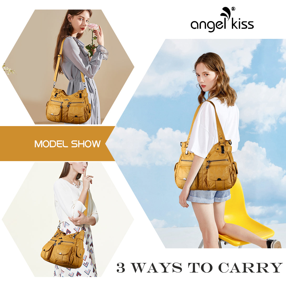 Fashionable  Handbags Women Tote Shoulder Top Handle Satchel Hobo Bags-Angelkiss Bag