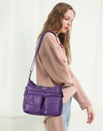Women's water wash pu leather crossbody bag-Angelkiss Bag