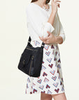 Solid color wash water pu leather adjustable shoulder strap daily shoulder bag-Angelkiss Bag
