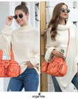Washed Leather Multilayer separation individuality Handbag Unique Style For Women-Angelkiss Bag