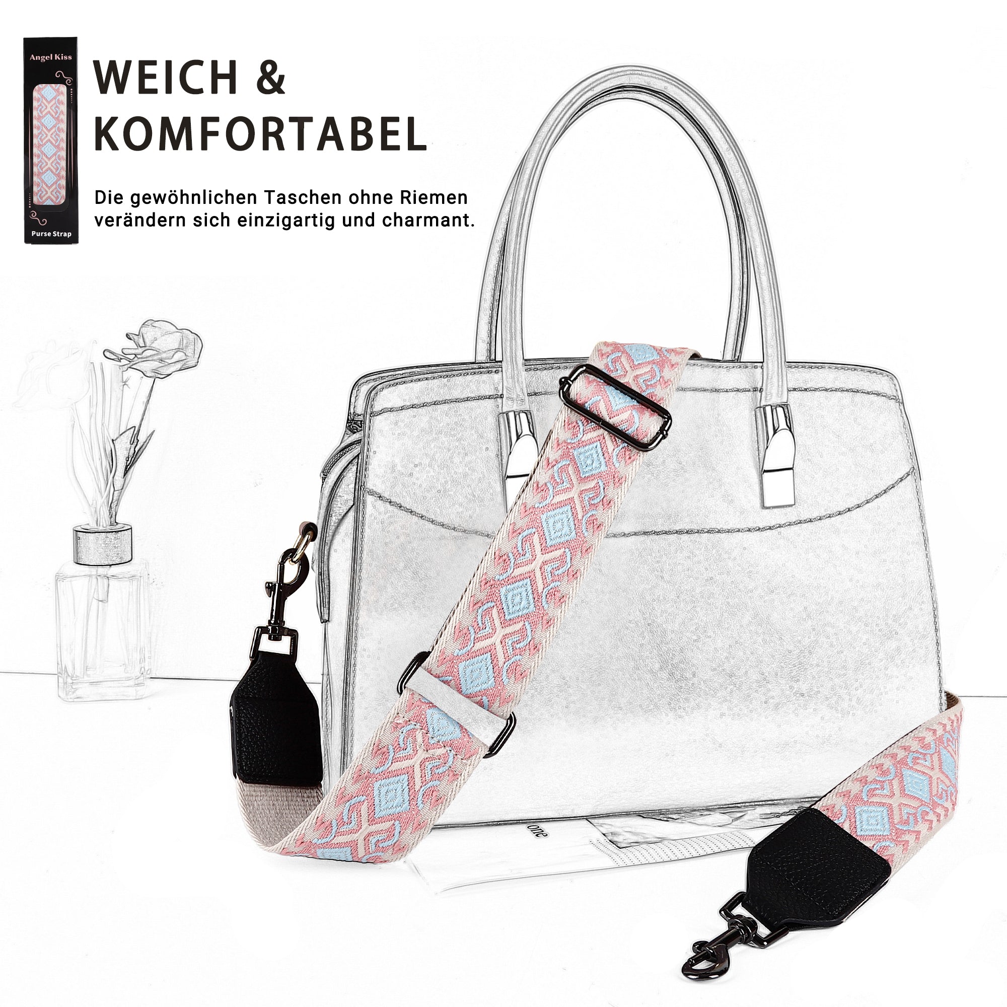 Angel Kiss Purse strap, 2 "cowhide head instead of reclining adjustable tote strap broadband-Angelkiss Bag