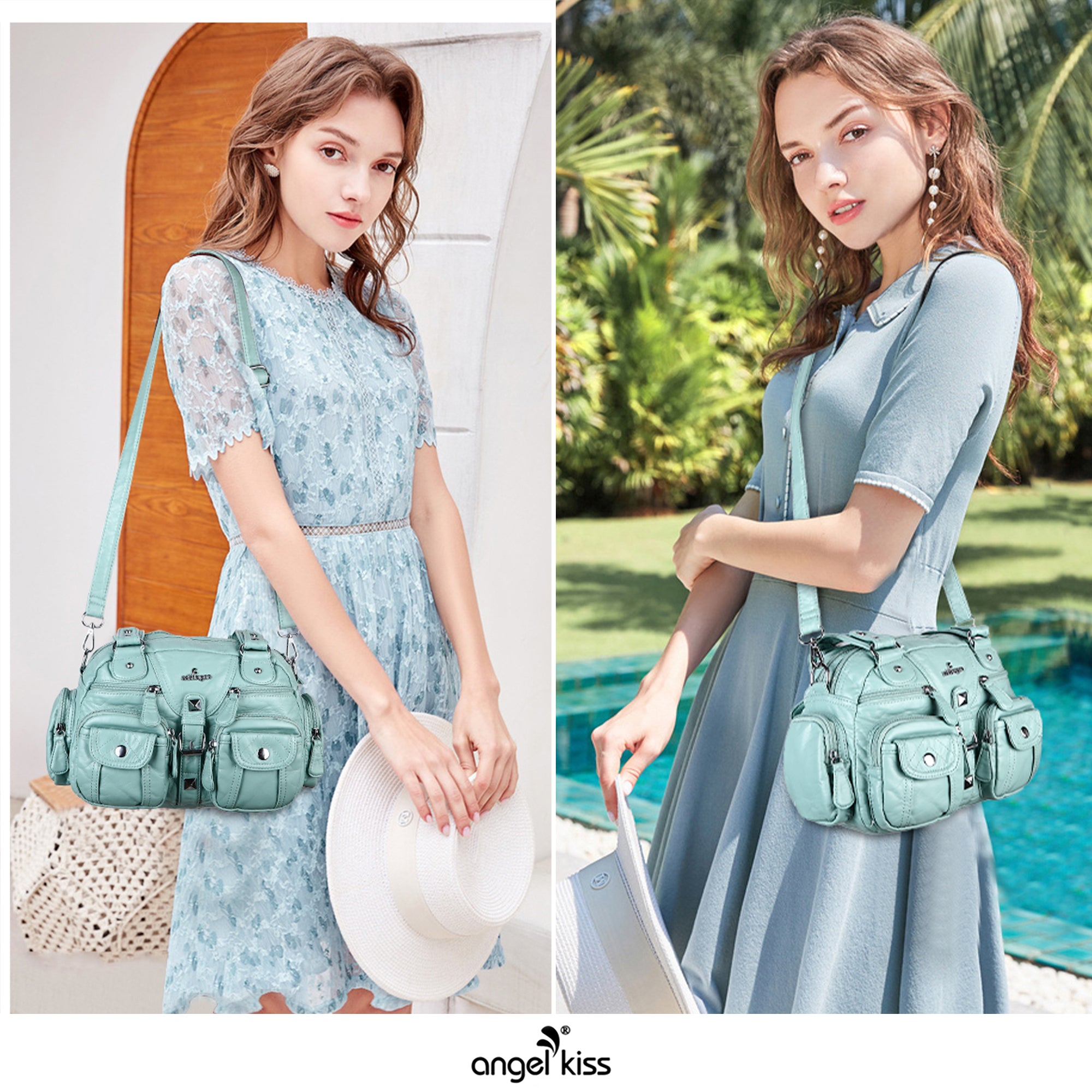 Washed Leather  Multilayer separation individuality Handbag Unique Style For Women-Angelkiss Bag