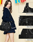 Women Large capacity hobo Handbag Washed PU Leather-Angelkiss Bag