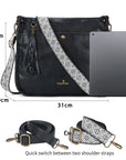 Vegan Leather Tassel Crossbody Bag with Dual Straps