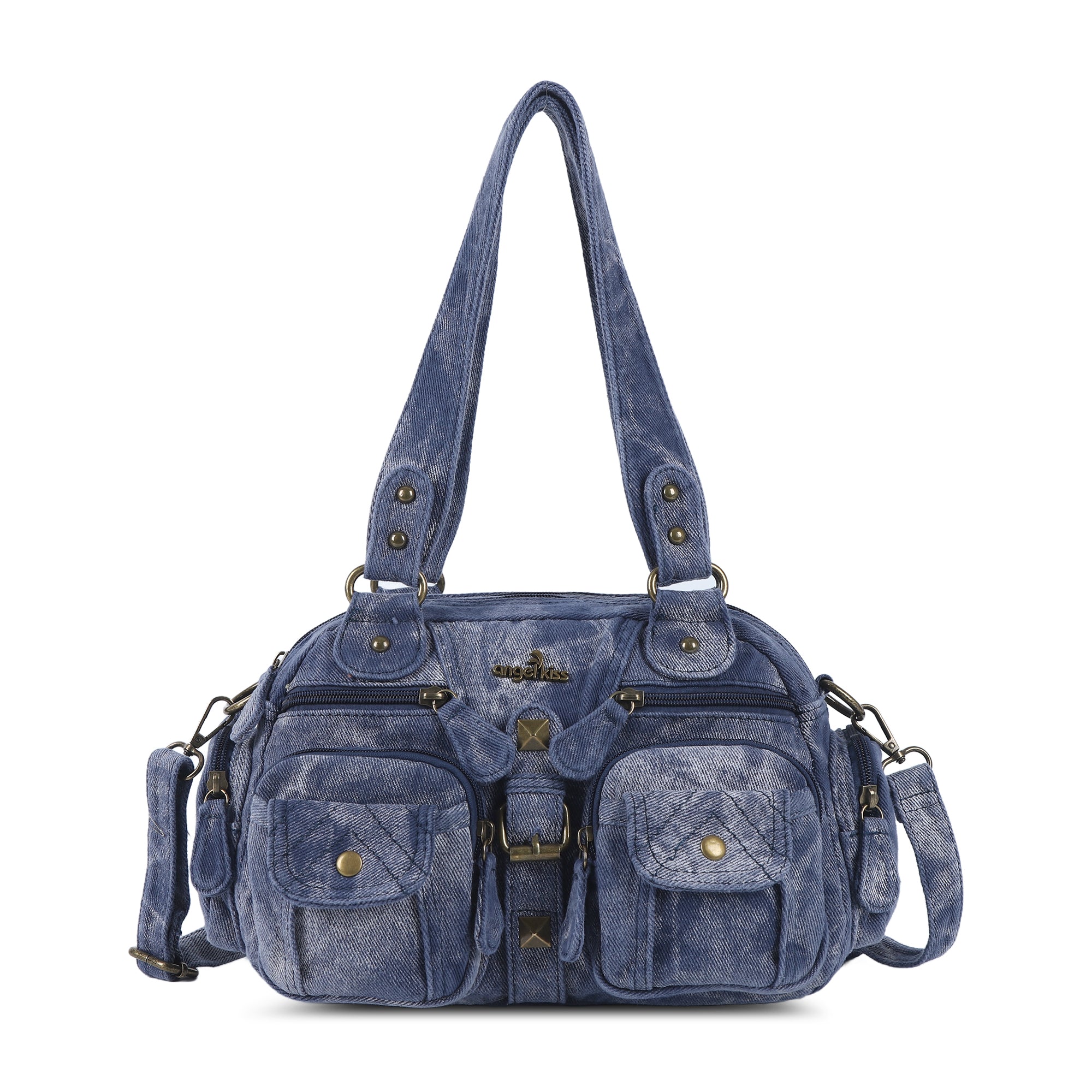 Bolso de mano de piel lavada con diseño denim, estilo único para mujer, bandolera.